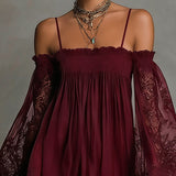 Nádia - Minivestido bardot de encaje