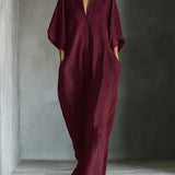 Alina - Long dress with 3/4 sleeves and V-neck
