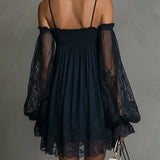 Nádia - Minivestido bardot de encaje
