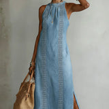 Júlia - Vestido de Denim con Encaje Vintage