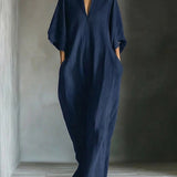 Alina - Long dress with 3/4 sleeves and V-neck