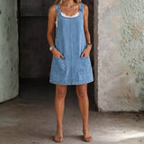 Irís - Vestido Casual de Denim con Tirantes