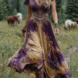 Serena - Vestido Corto Maxi con Estampado Floral