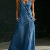 Vera - Vestido Largo de Denim con Detalles de Botones