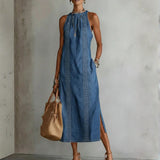 Júlia - Vestido de Denim con Encaje Vintage
