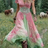 Serena - Vestido Corto Maxi con Estampado Floral