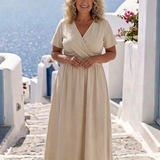 Ambre | Midi wrap dress with short V-neck sleeves