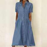 Carolina - Vestido de Jean de Manga Corta