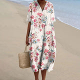 Sílvia - Vestido Vintage Floral en Estilo Lino