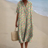 Eulállia - Vestido Retro Floral en Verde Aqua