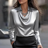Inês - Blusa de Satén Elegante con Escote Delicado