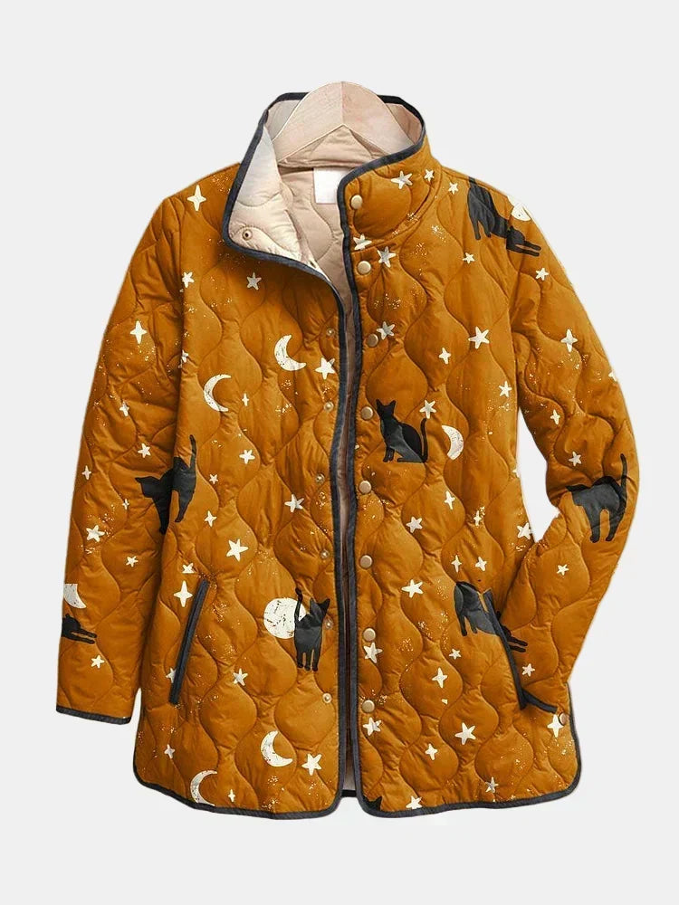 DELACROIX | Chaqueta acolchada Nicole con estampado de gatos y estrellas