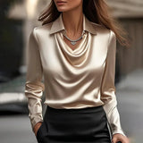 Inês - Blusa de Satén Elegante con Escote Delicado