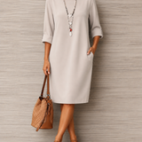 Sabine | Vestido Midi Fluido Efecto Barriga Plana