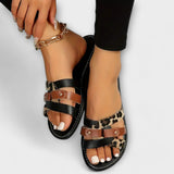 Jenevra - Sandalias de tiras cruzadas con estampado de leopardo