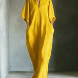 Alina - Long dress with 3/4 sleeves and V-neck