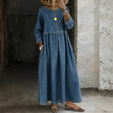 Leonor - Vestido de Denim con Cuello Tipo Peter Pan