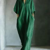 Alina - Long dress with 3/4 sleeves and V-neck