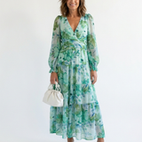 Camille | Maxi Vestido Floral de Mangas Largas