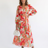 Camille | Maxi Vestido Floral de Mangas Largas