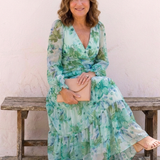 Camille | Maxi Vestido Floral de Mangas Largas