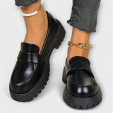 Calista - Mocasines ortopédicos para mujer con cuña de satén