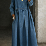 Leonor - Vestido de Denim con Cuello Tipo Peter Pan