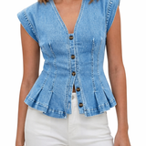 Vera - Blusa de Denim con Escote en V