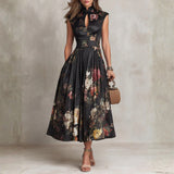 Elsa - Vestido midi con pliegues y diseño floral