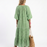 Céline | Vestido midi estampado con mangas tres cuartos y escote en V