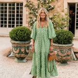 Céline | Vestido midi estampado con mangas tres cuartos y escote en V