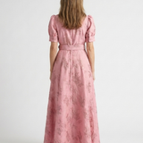 Amélie | Vestido maxi de manga corta con cinturón floral