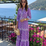 Pauline | Vestido midi de tres cuartos con diseño de cadena