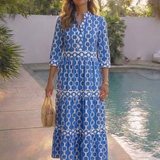 Pauline | Vestido midi de tres cuartos con diseño de cadena