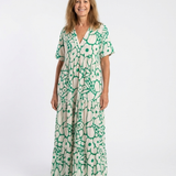 Lucie | Vestido midi floral con mangas cortas y escote en V
