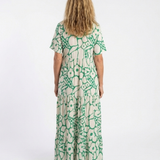 Lucie | Vestido midi floral con mangas cortas y escote en V