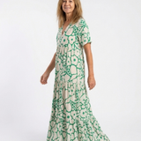 Lucie | Vestido midi floral con mangas cortas y escote en V
