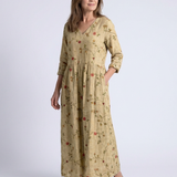 Valérie | Vestido maxi floral con escote en V y mangas tres cuartos" 

Rewritten: "Valérie | Maxi vestido floral con escote en V y mangas de tres cuartos