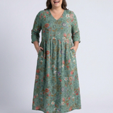 Valérie | Vestido maxi floral con escote en V y mangas tres cuartos" 

Rewritten: "Valérie | Maxi vestido floral con escote en V y mangas de tres cuartos