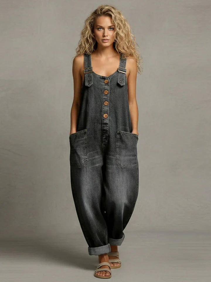 Leila - Mono de Denim Chic con Bolsillos