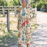 Charlotte | Vestido midi floral con mangas cortas y botones