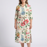 Charlotte | Vestido midi floral con mangas cortas y botones