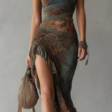 Amanda - Asymmetric long patterned dress