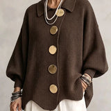 Isadora | Cardigan Oversize con Cuello y Grandes Botones Metálicos