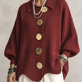 Isadora | Cardigan Oversize con Cuello y Grandes Botones Metálicos