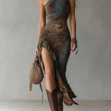 Amanda - Asymmetric long patterned dress