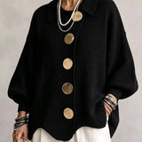 Isadora | Cardigan Oversize con Cuello y Grandes Botones Metálicos