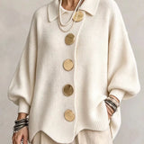 Isadora | Cardigan Oversize con Cuello y Grandes Botones Metálicos