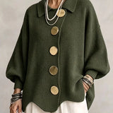 Isadora | Cardigan Oversize con Cuello y Grandes Botones Metálicos