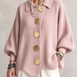 Isadora | Cardigan Oversize con Cuello y Grandes Botones Metálicos